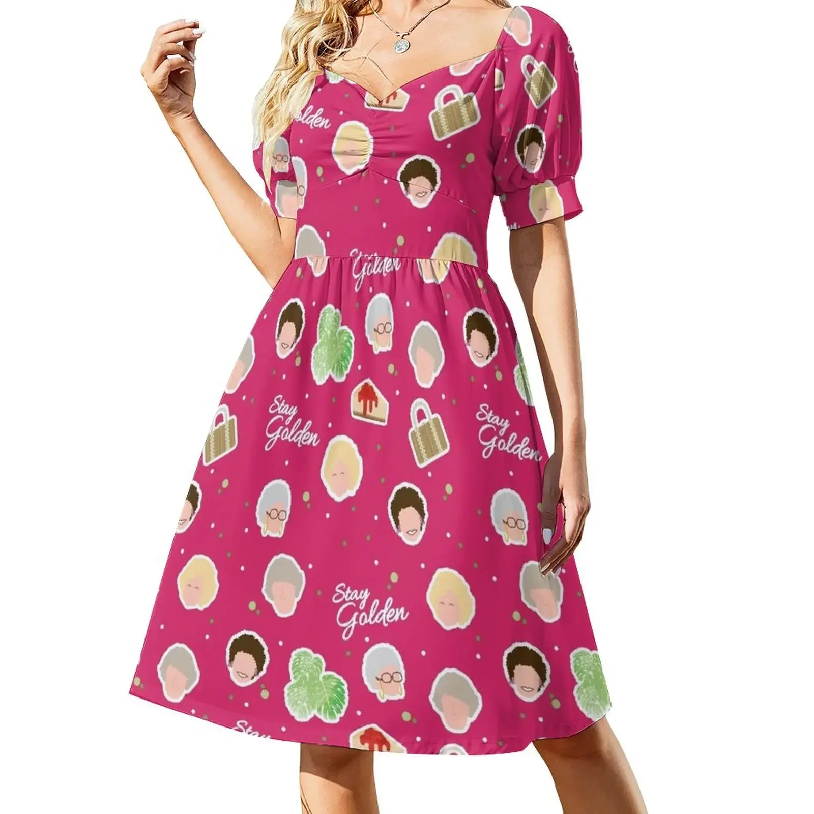 Golden Girls Pattern Short-Sleeved Dress elegant chic women dresses promotion bandage dress Clothing Dress
Golden Girls Pattern Short-Sleeved Dress elegant chic women dresses promotion bandage dress Clothing Dress