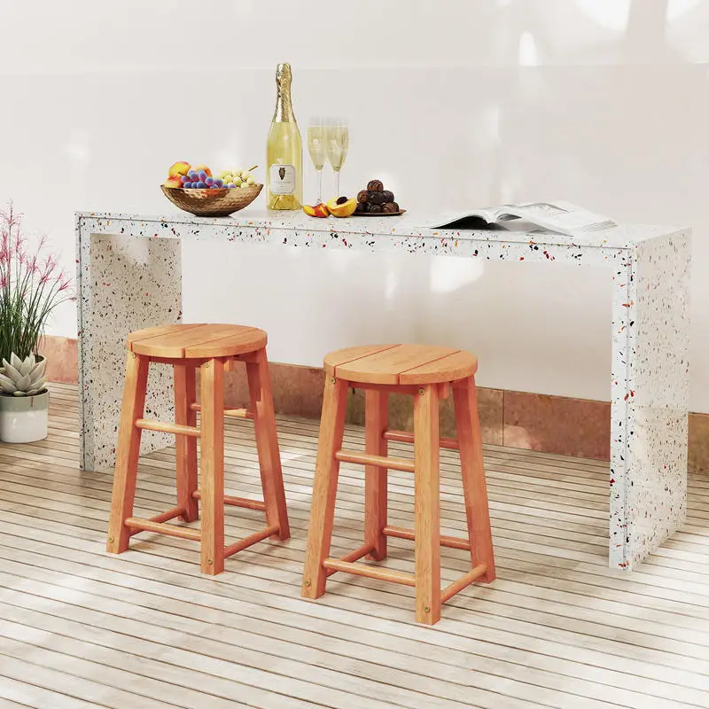 18-Inch Outdoor Wood Bar Stools Set of 2 with Round Seat and Footrest
18-Inch Outdoor Wood Bar Stools Set of 2 with Round Seat and Footrest