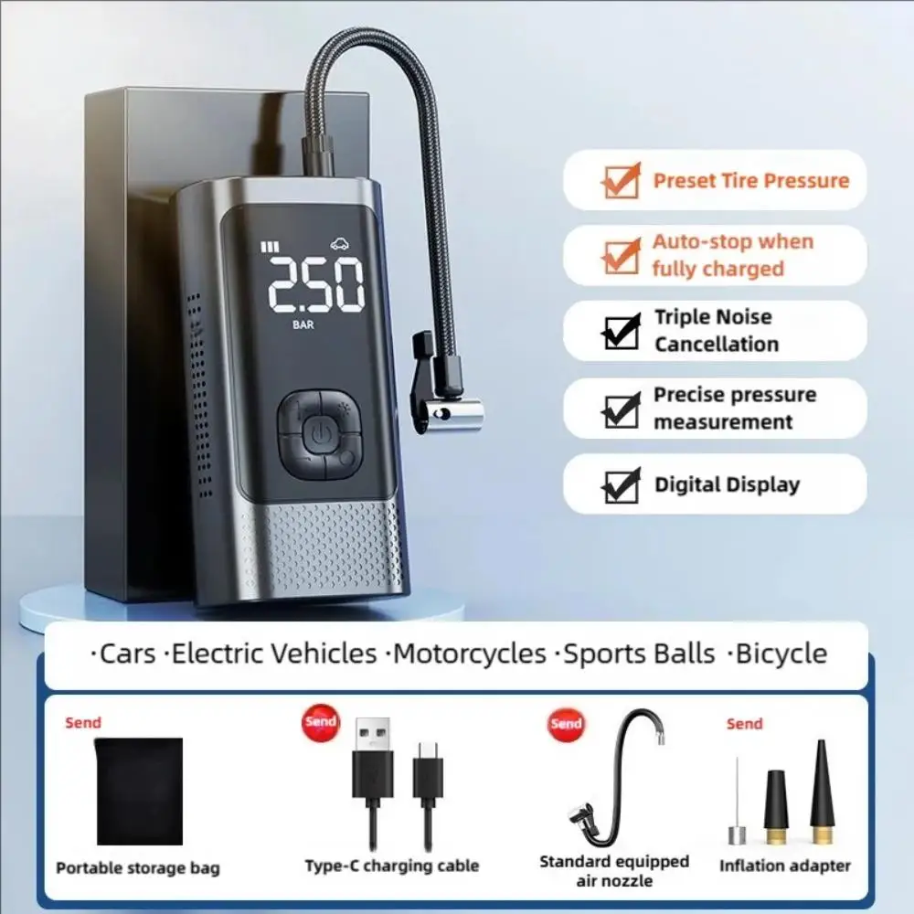 1set Portable Car Air Pump Wireless Tire Inflator Electric Air Compressor Suitable for Cars, Motorcycles, Bicycles, and Balls
1set Portable Car Air Pump Wireless Tire Inflator Electric Air Compressor Suitable for Cars, Motorcycles, Bicycles, and Balls