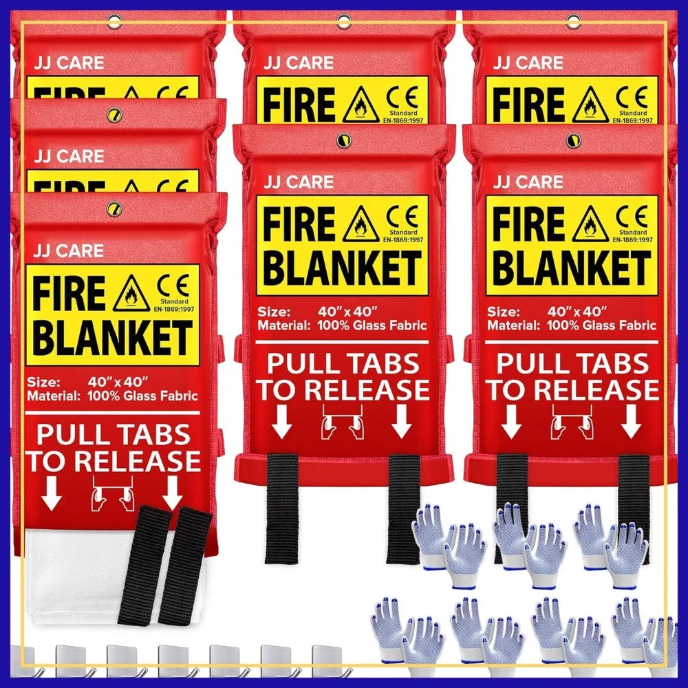 Fire Blanket 7 Pack with Hooks & Gloves 40x40 Inch Emergency Fire Suppression Blanket for Kitchen Home Car Camping
Fire Blanket 7 Pack with Hooks & Gloves 40x40 Inch Emergency Fire Suppression Blanket for Kitchen Home Car Camping