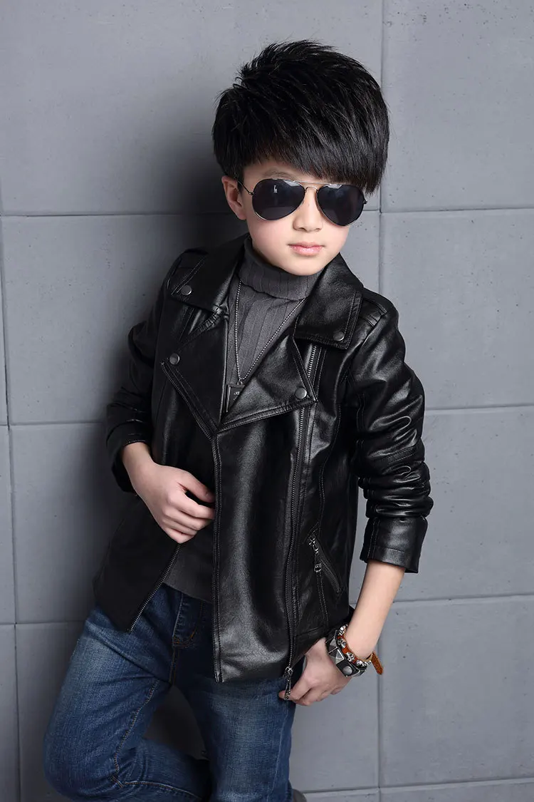 Boys Waterproof PU Leather Jacket 13 S63d07b3f33304db6ad04b2cbe027f51dt