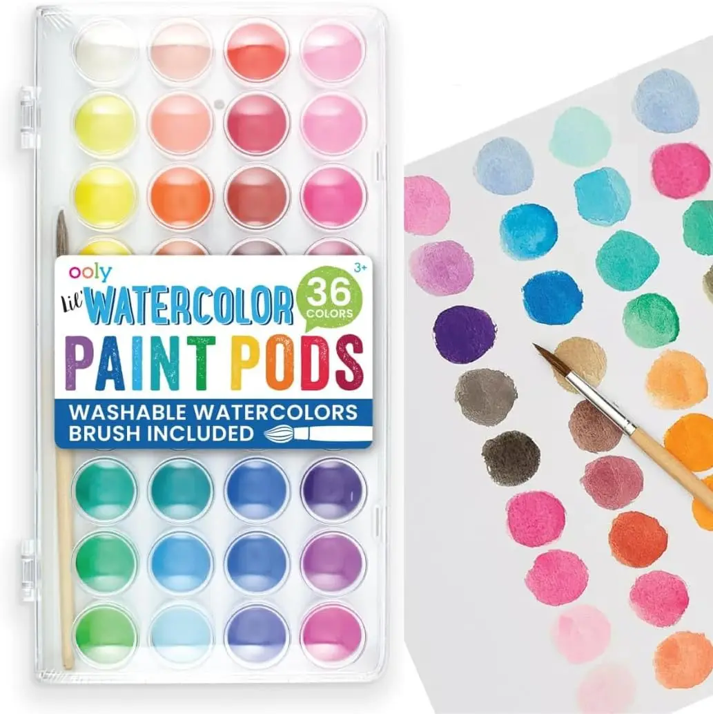 36 Washable Watercolor Paint Pods Set with Brush, Portable Case, Bright Colors for Kids
36 Washable Watercolor Paint Pods Set with Brush, Portable Case, Bright Colors for Kids