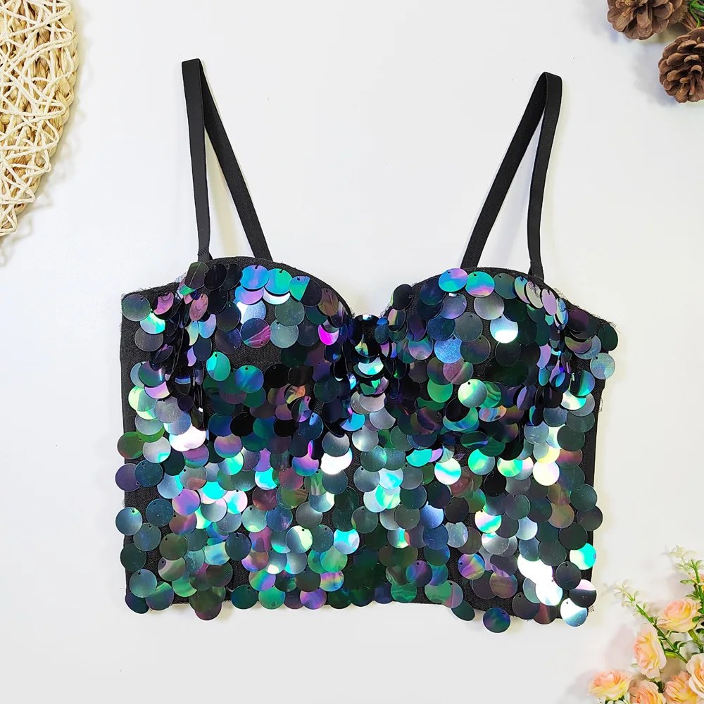 Iridescent Fish Scale Sequin Beaded Corset Bra Fishbone Vest-Style Wrap-Around Halter Top Nightclub Sexy Strapless Top
Iridescent Fish Scale Sequin Beaded Corset Bra Fishbone Vest-Style Wrap-Around Halter Top Nightclub Sexy Strapless Top