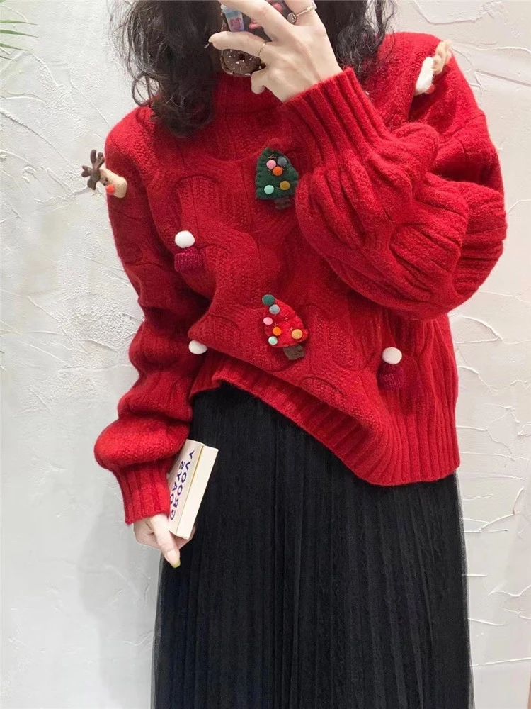 Sweet Girl New Fashion Christmas Red Sweater Holiday Decoration O Neck Twist Knit Pullover Long Sleeve Loose Casual Top Pullover
Sweet Girl New Fashion Christmas Red Sweater Holiday Decoration O Neck Twist Knit Pullover Long Sleeve Loose Casual Top Pullover