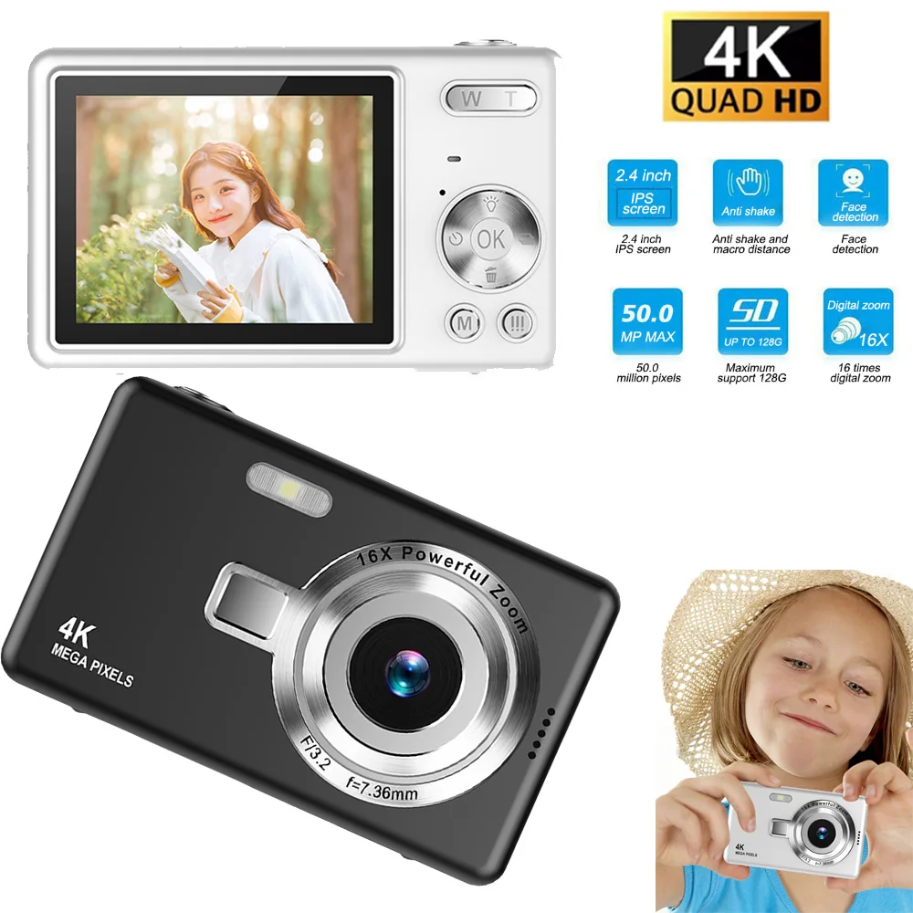 128GB 50MP 4K Digital Camera Video Camera 2.4 Inch Screen 16X Digital Zoom Anti-shake Face Detection Self Timer Video Cam
128GB 50MP 4K Digital Camera Video Camera 2.4 Inch Screen 16X Digital Zoom Anti-shake Face Detection Self Timer Video Cam