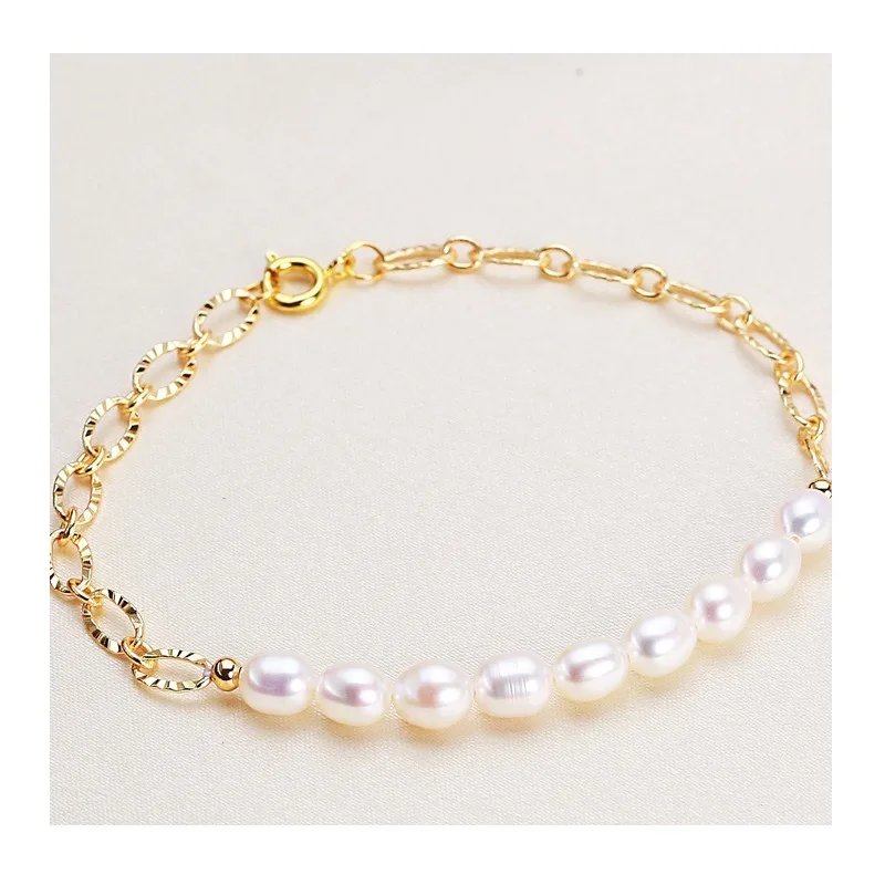 Fashion Sunflower Chain Rice Grain Pearl Splicing Delicate Simple Freshwater Pearl Bracelet Length Adjustable Women
Fashion Sunflower Chain Rice Grain Pearl Splicing Delicate Simple Freshwater Pearl Bracelet Length Adjustable Women