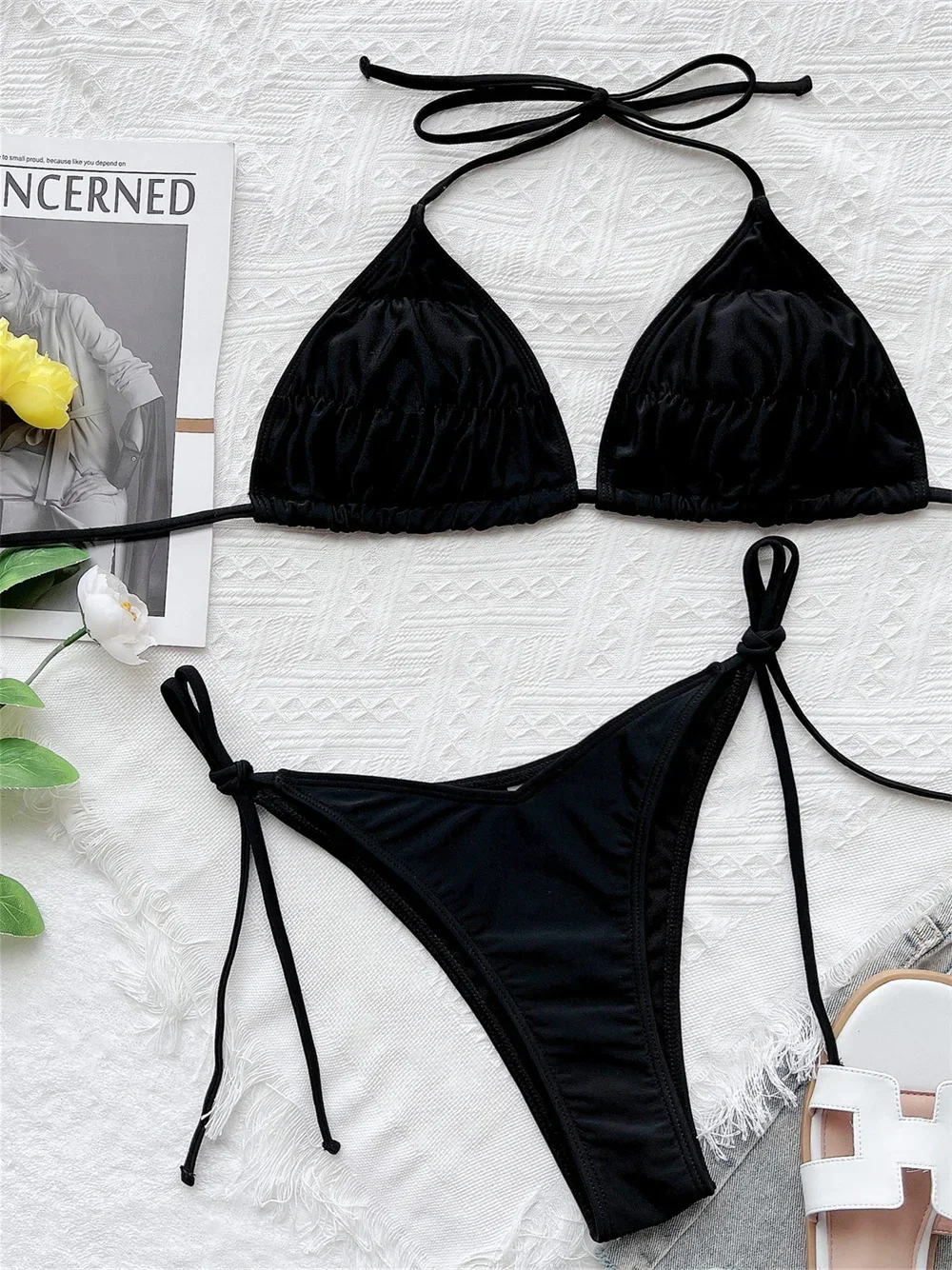 sexy Bikini Pleated Swimsuit Triangle String Extrem Swimwear Backless Bathing Suit Women Micro Beach Bikinis Set Vacation Outfit
sexy Bikini Pleated Swimsuit Triangle String Extrem Swimwear Backless Bathing Suit Women Micro Beach Bikinis Set Vacation Outfit