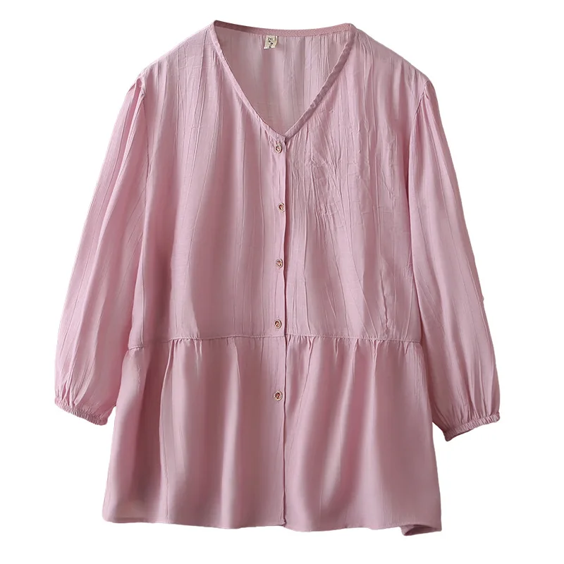 Женские блузки больших размеров, осенние новые простые рубашки с v-образным вырезом и рукавами три четверти, повседневный и элегантный топ из тонкого ледяного шелка 1201
Женские блузки больших размеров, осенние новые простые рубашки с v-образным вырезом и рукавами три четверти, повседневный и элегантный топ из тонкого ледяного шелка 1201