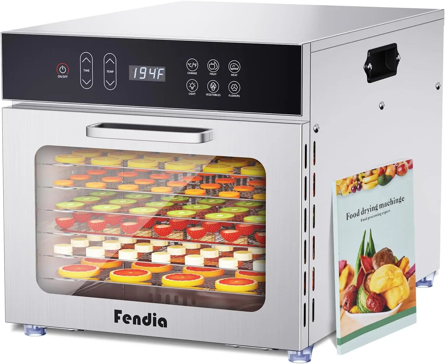 Food Dehydrator for Jerky, 7 Stainless Steel Large Trays, 600W Fruit Dehydrator, 24H Timer and 194°F Temperature Control
Food Dehydrator for Jerky, 7 Stainless Steel Large Trays, 600W Fruit Dehydrator, 24H Timer and 194°F Temperature Control