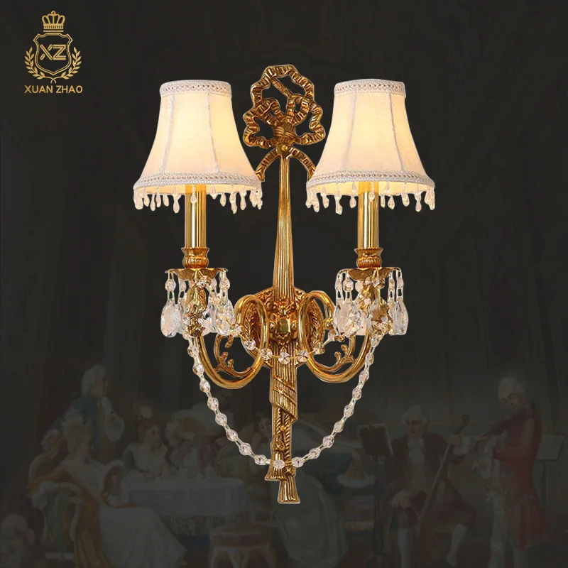 French Retro Brass Luxury Crystal Living Room Fabric Wall Lamp European Classic Dining Room Bedroom Candle Wall Light
French Retro Brass Luxury Crystal Living Room Fabric Wall Lamp European Classic Dining Room Bedroom Candle Wall Light