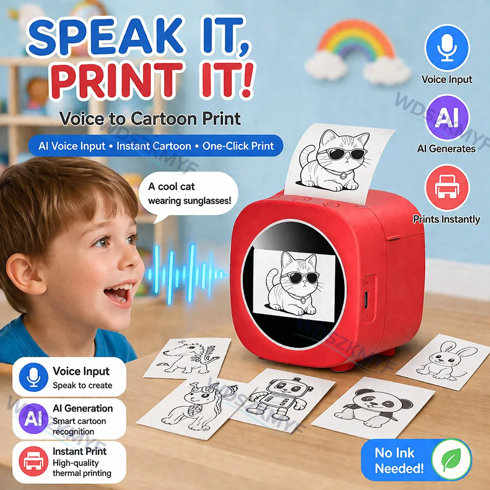 Portable AI New Voice Text Picture Printing Mini Convenient Printer WIFI Can Connect To Mobile Phone Parent-child Interaction