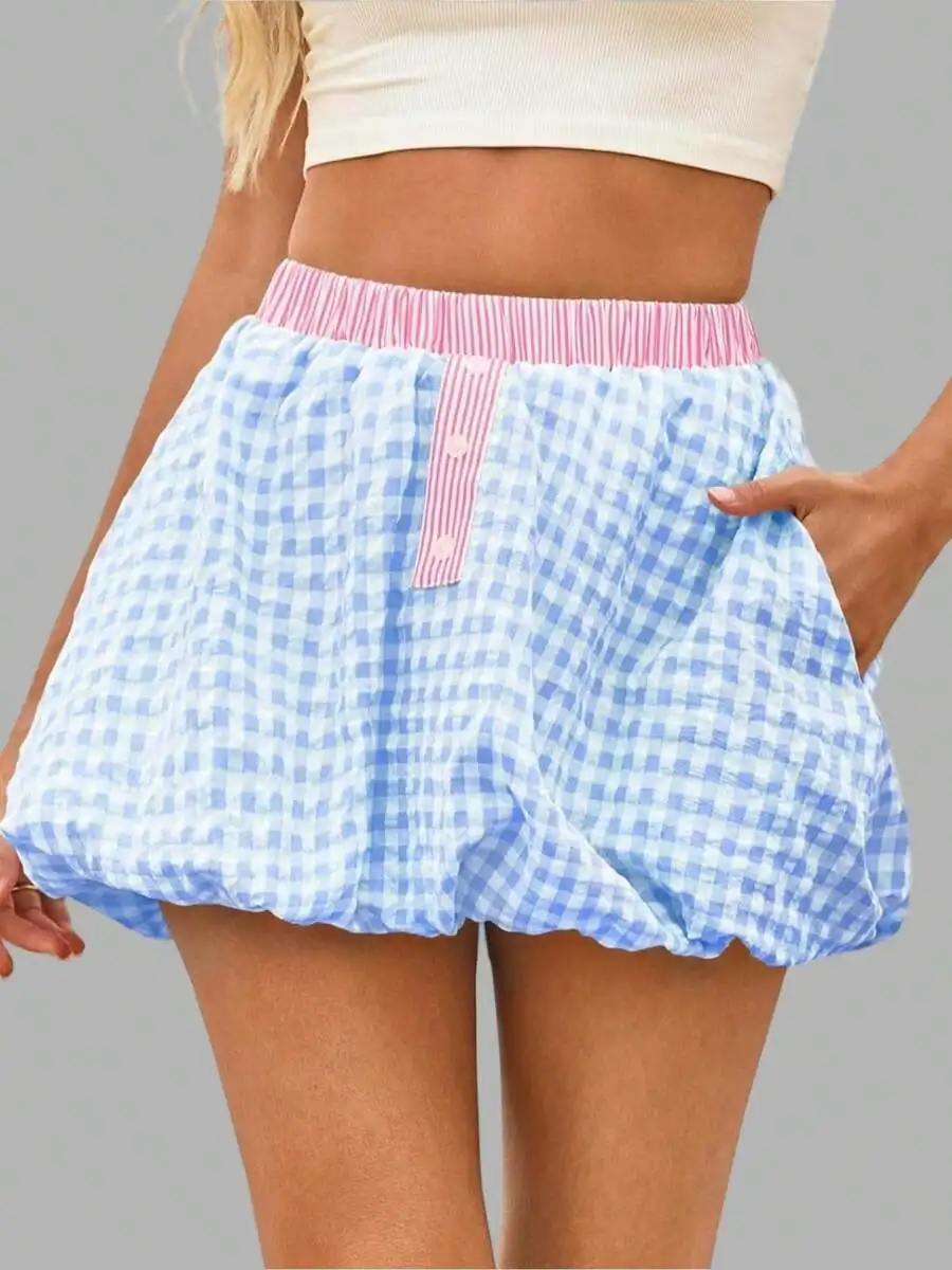 Womens Plaid Bubble Skort With Elastic Waist And Built-In Shorts
Womens Plaid Bubble Skort With Elastic Waist And Built-In Shorts
