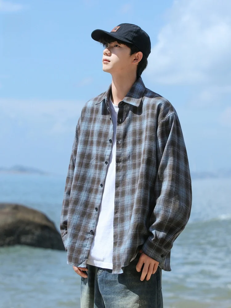 Rampo Blue Plaid Loose Fit Long Sve Men's irt Spring Trendy American Brand Breathable Polyester Cotton Blend
Rampo Blue Plaid Loose Fit Long Sve Men's irt Spring Trendy American Brand Breathable Polyester Cotton Blend