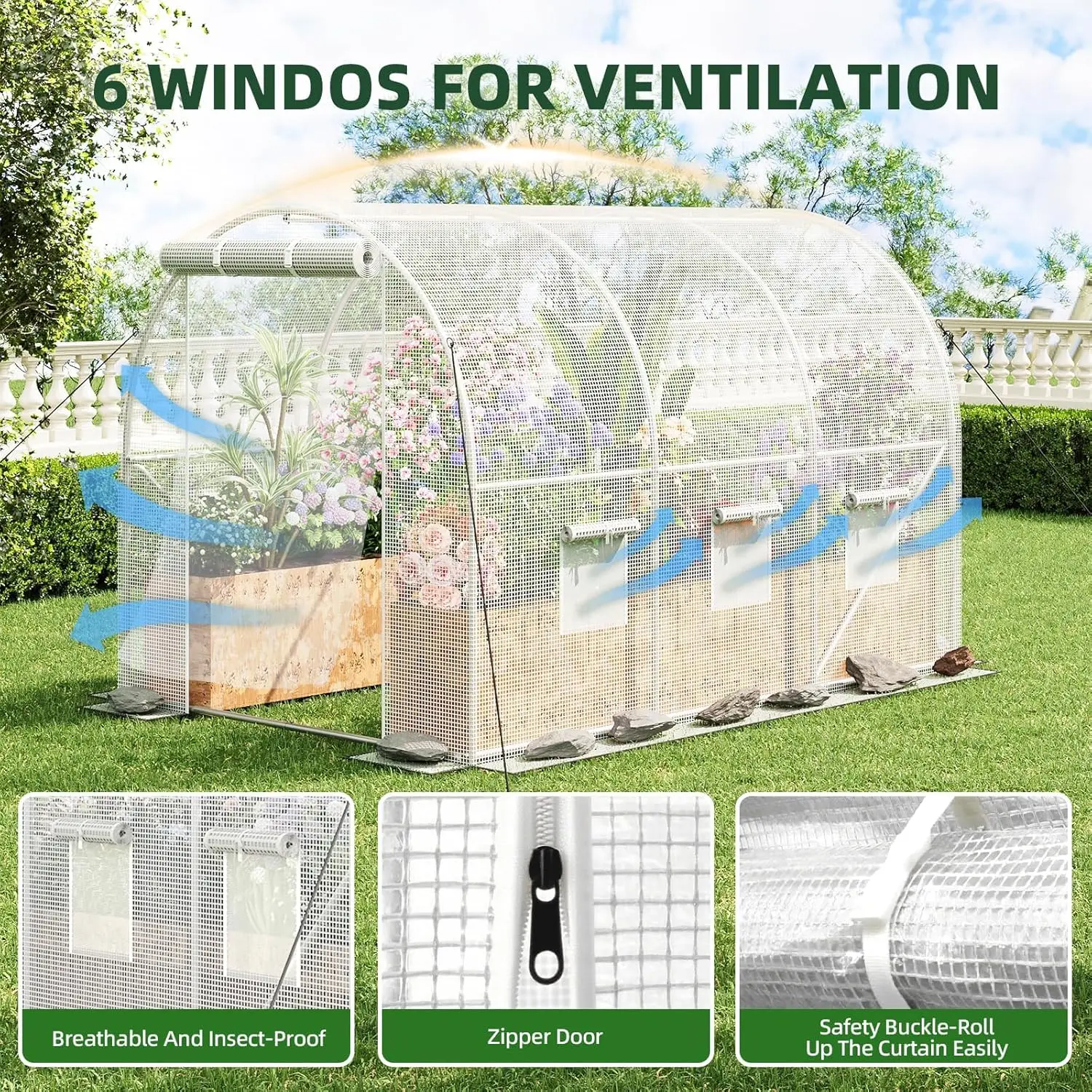 10x7x7FT Heavy Duty Walk-In Greenhouse Tunnel Outdoor Large Garden with Reinforced PE for Plant Growth And Protection,Customized
10x7x7FT Heavy Duty Walk-In Greenhouse Tunnel Outdoor Large Garden with Reinforced PE for Plant Growth And Protection,Customized
