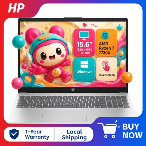 Hp 15.6" Full Hd Touchscreen Laptop, Amd Ryzen 7 7730U, up to 64Gb Ddr4 Ram, 2Tb Ssd, Wi-Fi 6, Windows 11 Home, Natural Silver