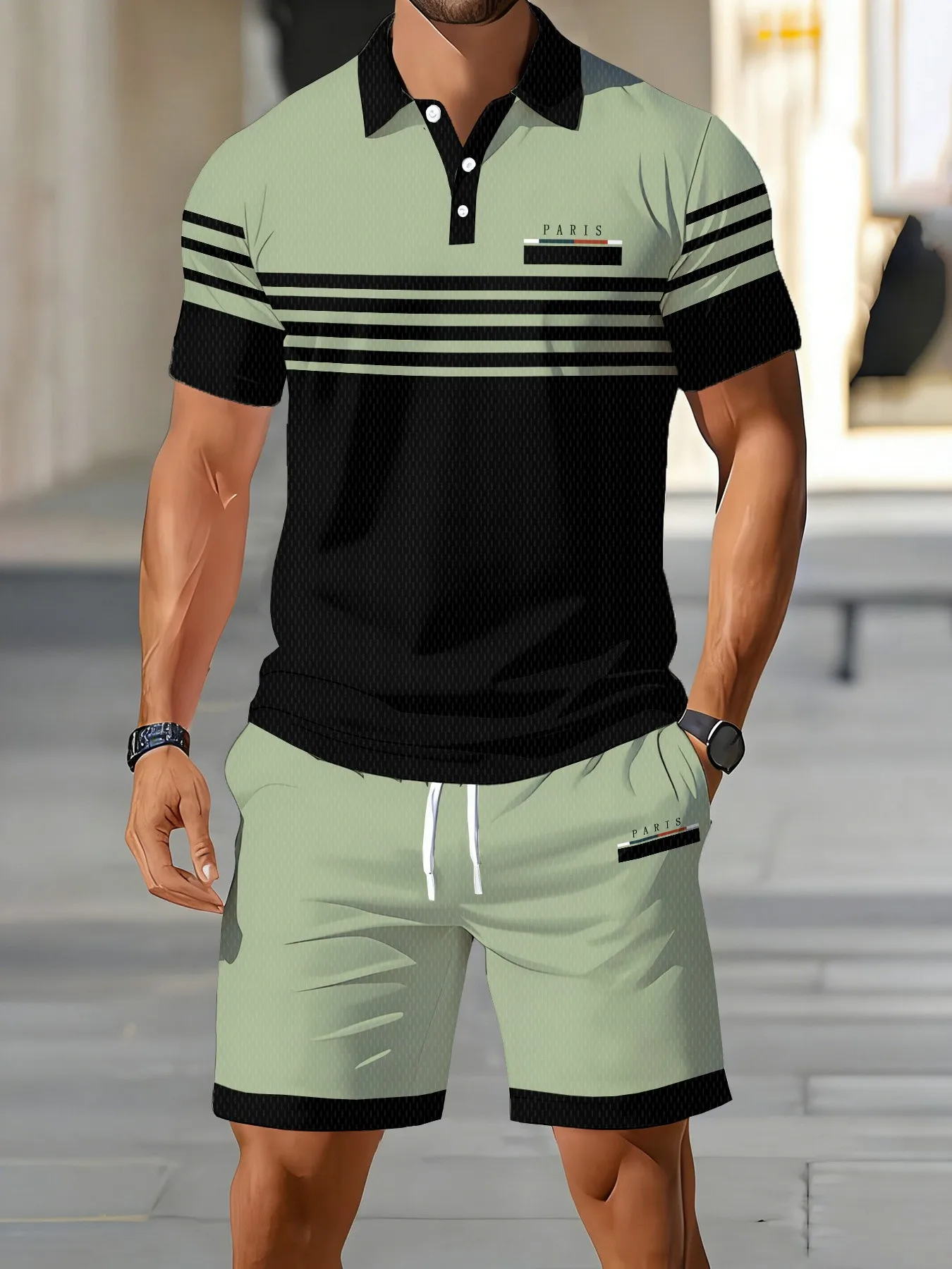 2026 Summer American Men's Polo Shirt Set for Street Casual Fashion Soft and Comfortable with 3D Stripes Pattern Print
2026 Summer American Men's Polo Shirt Set for Street Casual Fashion Soft and Comfortable with 3D Stripes Pattern Print