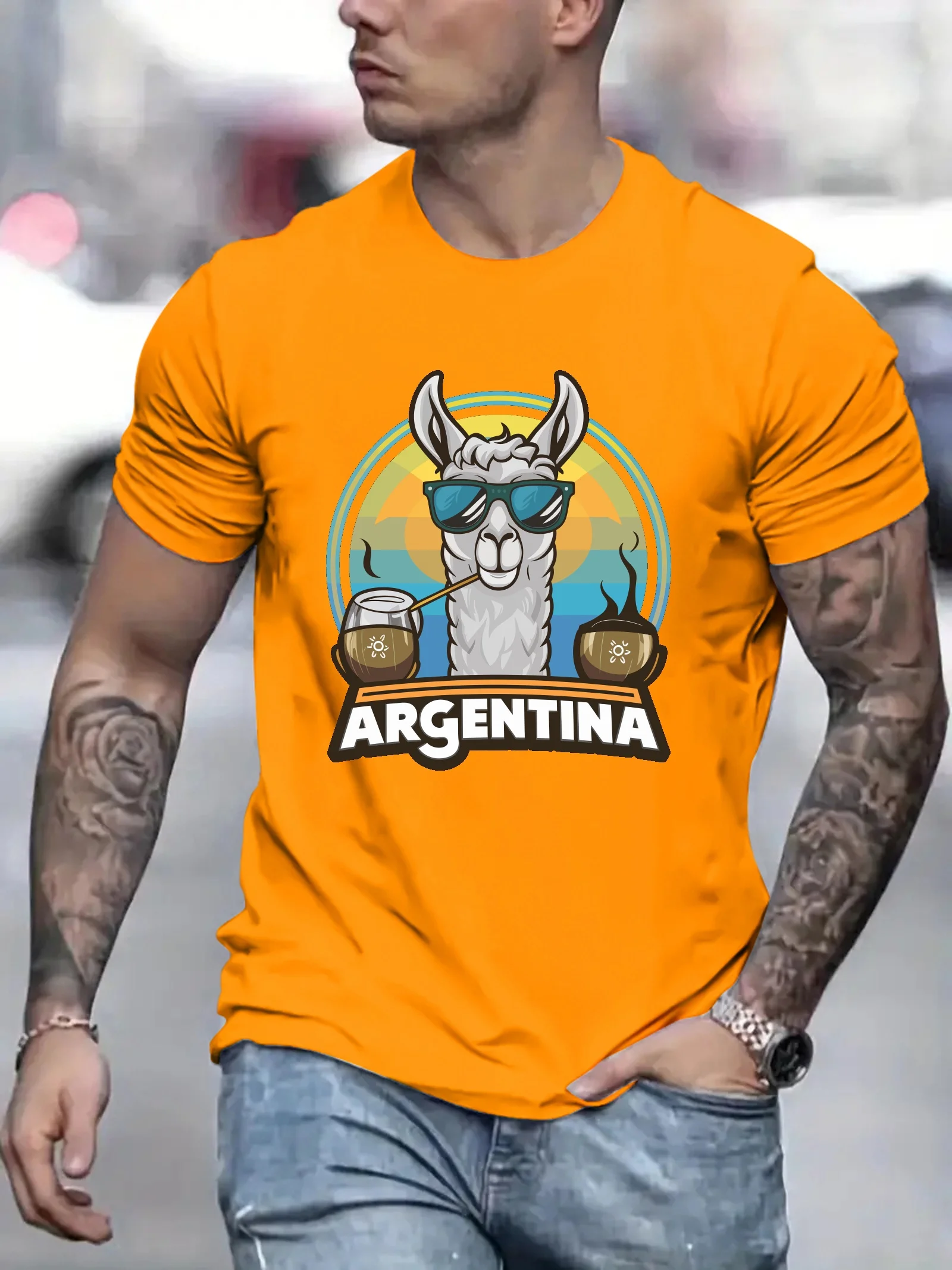 Men's short sleeved T-shirt, fashionable and trendy printed base shirt, youth summer round neck casual versatile top, sweatshirt
Men's short sleeved T-shirt, fashionable and trendy printed base shirt, youth summer round neck casual versatile top, sweatshirt