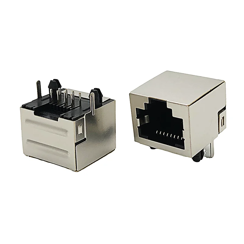 10PCS 56 RJ45 socket with shielded full copper 8P8C crystal head network cable communication right-angle 90-degree network port