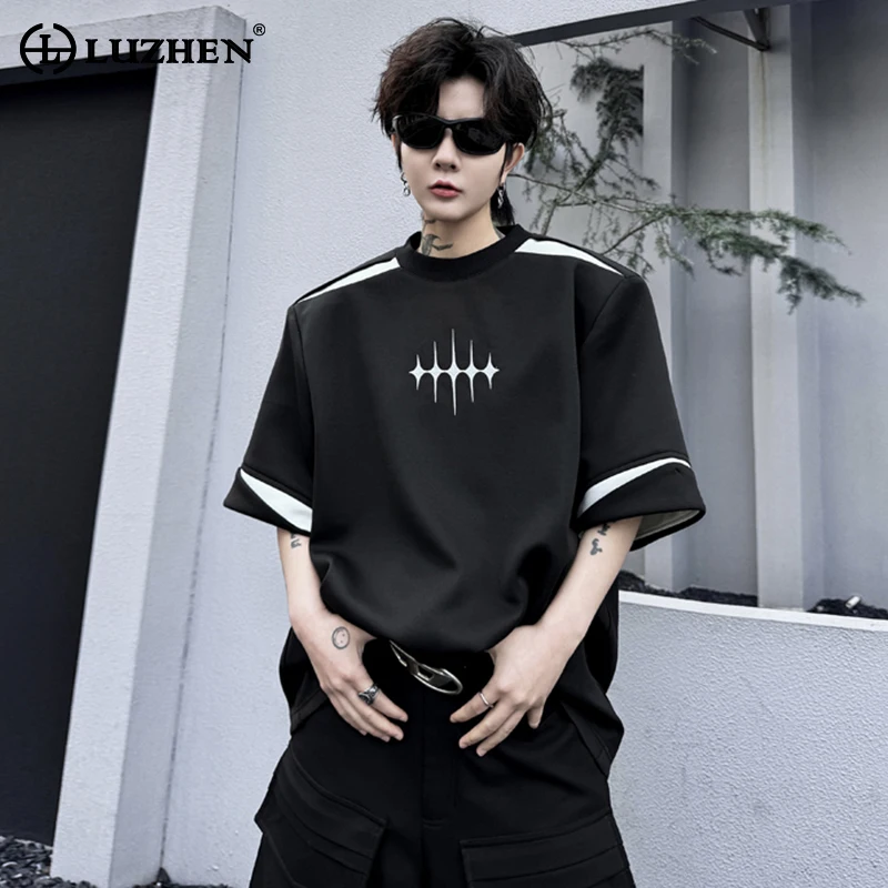 LUZHEN Embroidery Splicing Design Fashion Street Short Sleeved T Shirts Color Contrast 2024 Trendy Cotton New Men's Tops LZ2998
LUZHEN Embroidery Splicing Design Fashion Street Short Sleeved T Shirts Color Contrast 2024 Trendy Cotton New Men's Tops LZ2998