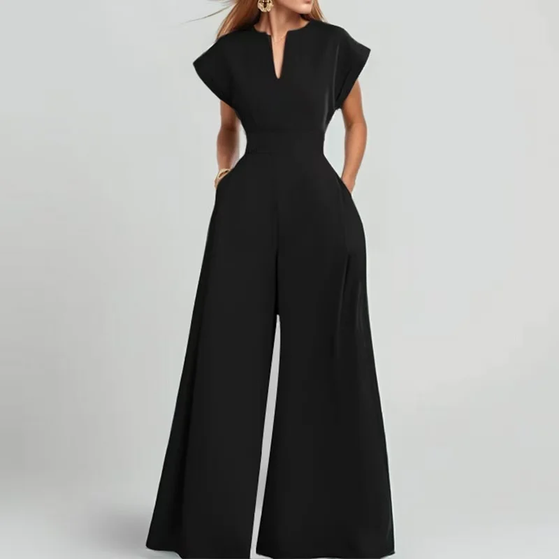 Fashionable Women's Sexy Elegant V-Neck Solid Color Slim Fit Wide Leg Jumpsuit
Fashionable Women's Sexy Elegant V-Neck Solid Color Slim Fit Wide Leg Jumpsuit