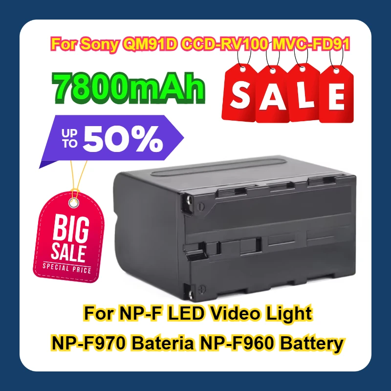 7800mAh For Sony QM91D CCD-RV100 MVC-FD91 For NP-F LED Video Light NP-F970 Bateria NP-F960 Battery
7800mAh For Sony QM91D CCD-RV100 MVC-FD91 For NP-F LED Video Light NP-F970 Bateria NP-F960 Battery