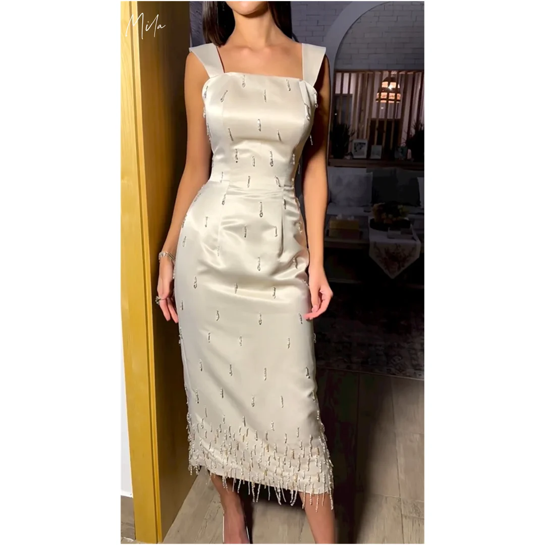 Mila Customized White Column Sleeveless Evening Dresses Beaded Wedding Dress Double shoulder straps Ankle-Length Prom dresses
Mila Customized White Column Sleeveless Evening Dresses Beaded Wedding Dress Double shoulder straps Ankle-Length Prom dresses