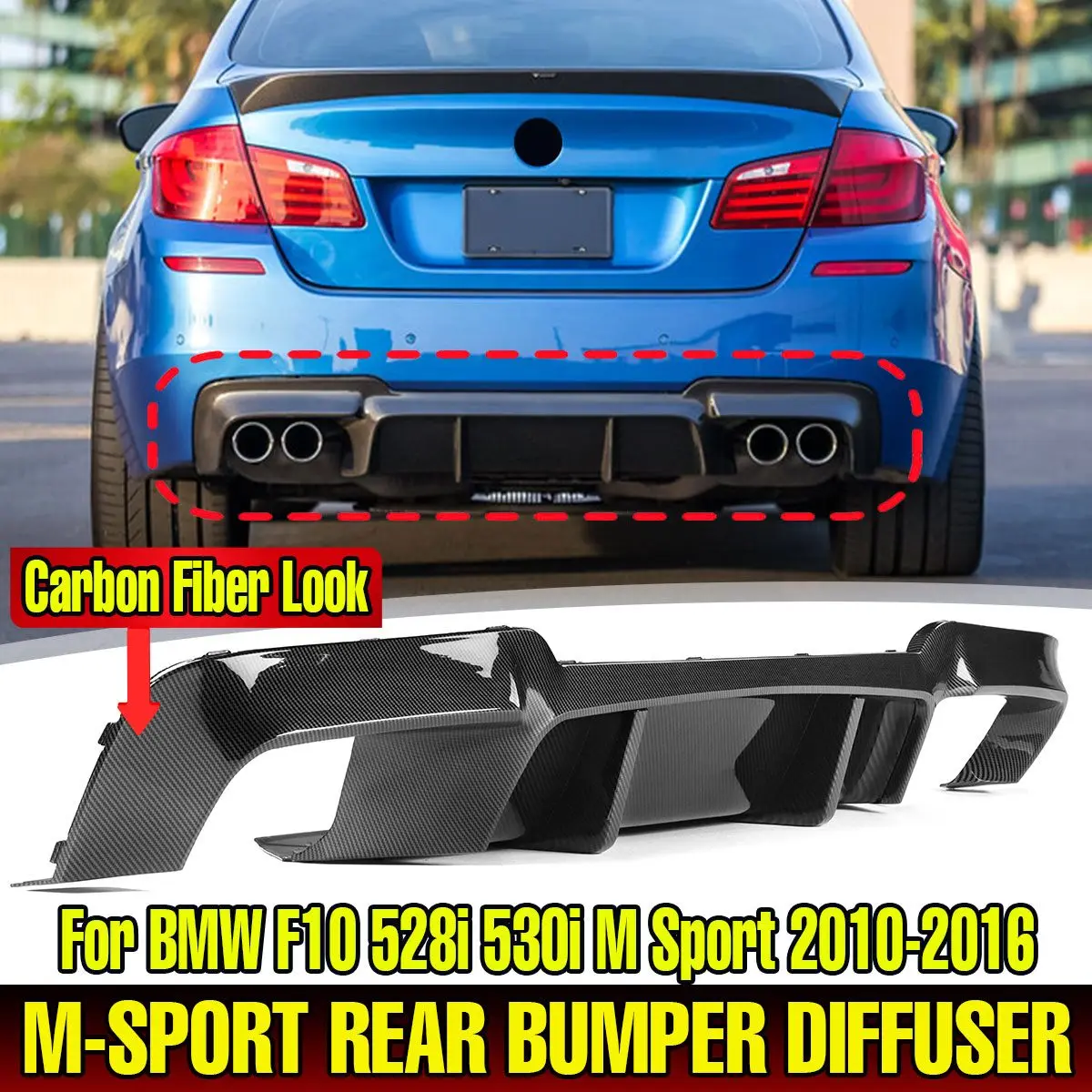 F10 Car Rear Bumper Diffuser Lip W/ Led Brake Light For BMW F10 528i 530i M Sport 2010-2016 Rear Bumper Spoiler Lip Splitter
F10 Car Rear Bumper Diffuser Lip W/ Led Brake Light For BMW F10 528i 530i M Sport 2010-2016 Rear Bumper Spoiler Lip Splitter