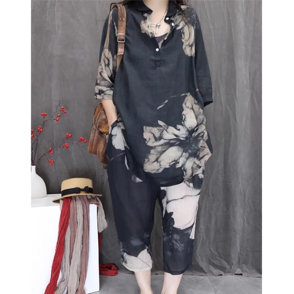 2026 Spring Summer New Ramie Print Loose Casual Fashion Suit Lightweight Elegant Top + Unique Stylish Pant Two-Piece Set XY14
2026 Spring Summer New Ramie Print Loose Casual Fashion Suit Lightweight Elegant Top + Unique Stylish Pant Two-Piece Set XY14