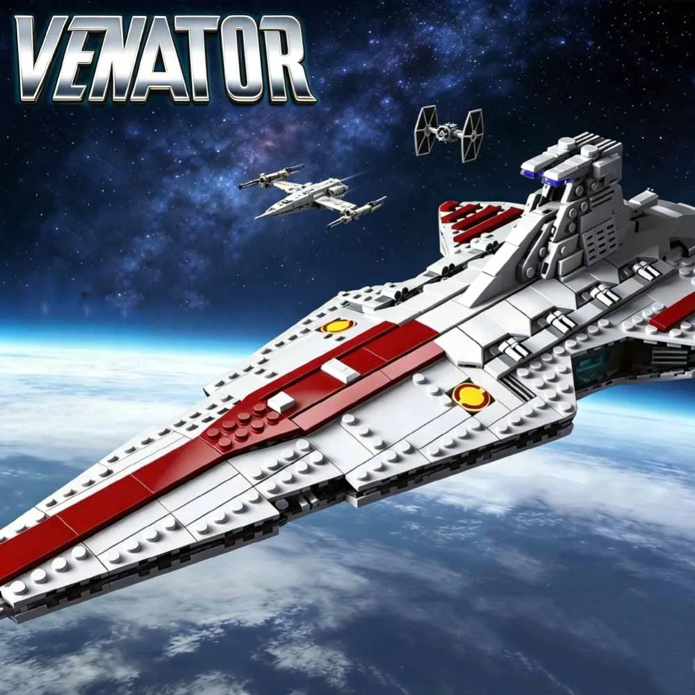 Movie Space War Venator Attack Cruiser Fighter starship Assembly MOC Building Blocks DIY Toy Adult puzzle Christmas Gifts 960pcs
Movie Space War Venator Attack Cruiser Fighter starship Assembly MOC Building Blocks DIY Toy Adult puzzle Christmas Gifts 960pcs
