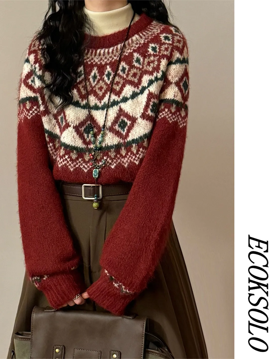 American Retro Lazy Sle Knitwear Men Women Universal Fair Isle Embroidery Versatile round Ne Pull over Warm Knitted Sweater
American Retro Lazy Sle Knitwear Men Women Universal Fair Isle Embroidery Versatile round Ne Pull over Warm Knitted Sweater