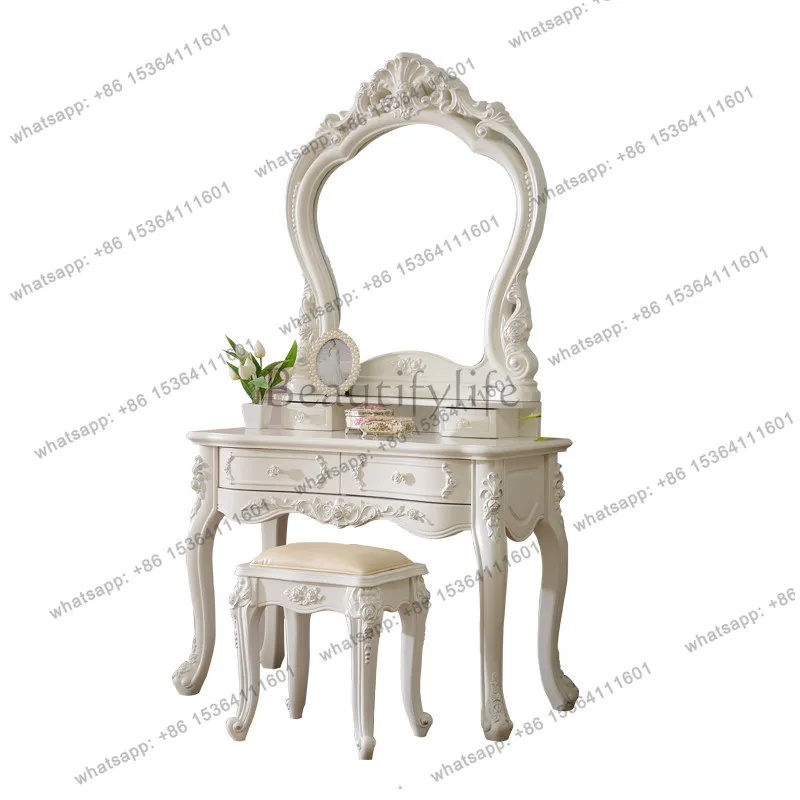 European Dressing Table, Bedroom Modern Minimalist Mini Vanity Table, Lacquered Ivory French Luxury Vanity
European Dressing Table, Bedroom Modern Minimalist Mini Vanity Table, Lacquered Ivory French Luxury Vanity