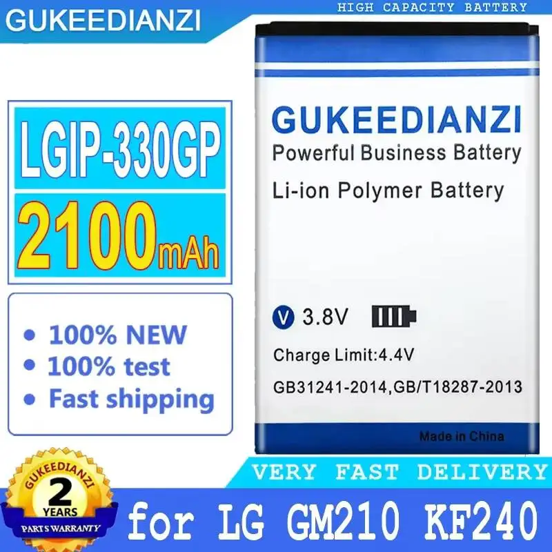 2100mAh Mobile Phone Battery Lgip-330GP Reliable Replacement For LG GM210 KF240 KF245 KF300 KF305 KF330 KM380
2100mAh Mobile Phone Battery Lgip-330GP Reliable Replacement For LG GM210 KF240 KF245 KF300 KF305 KF330 KM380