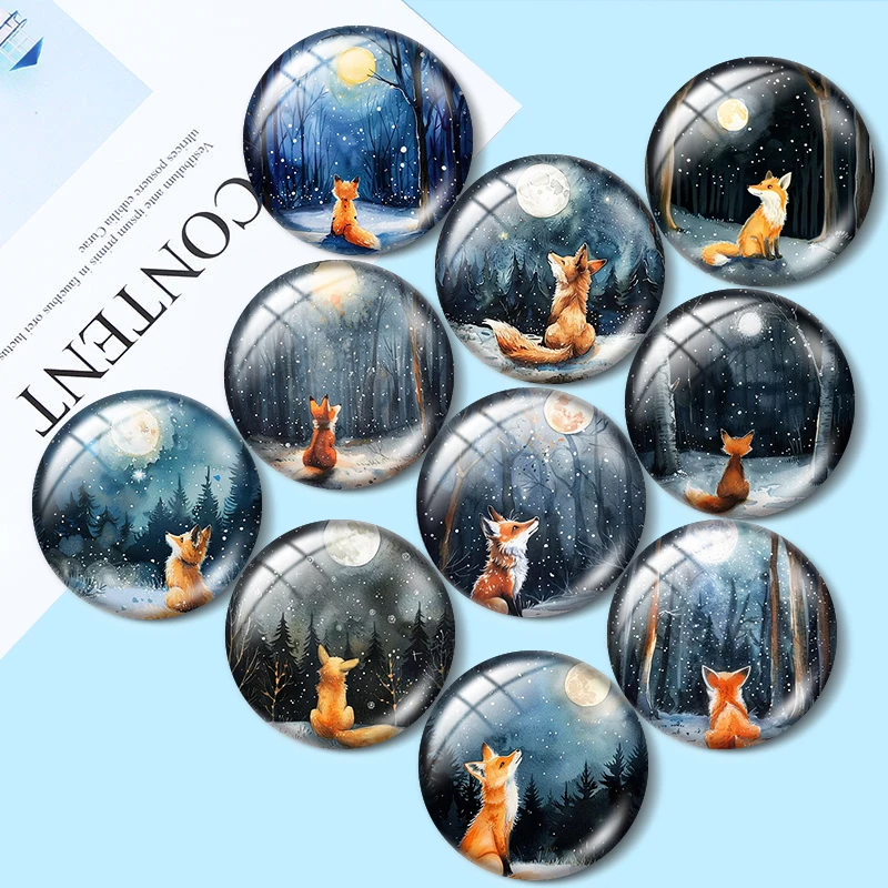 Woodland Fox Under the Moon Clipart 10pcs 12mm/18mm/20mm/25mm Round photo glass cabochon demo flat back Making findings
Woodland Fox Under the Moon Clipart 10pcs 12mm/18mm/20mm/25mm Round photo glass cabochon demo flat back Making findings