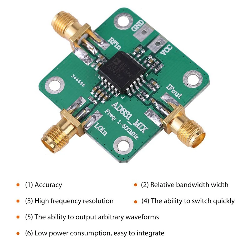 A46T AD831 High Frequency Transducer RF Mixer Module 500MHz Bandwidth RF Frequency Converter
A46T AD831 High Frequency Transducer RF Mixer Module 500MHz Bandwidth RF Frequency Converter
