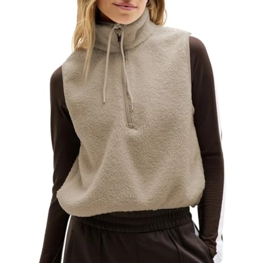 Songling Womens Fuzzy Fleece Vest High Neck Cropped Half Zip Up Warm Sherpa Vest Drawstring Pullover with Pockets
Songling Womens Fuzzy Fleece Vest High Neck Cropped Half Zip Up Warm Sherpa Vest Drawstring Pullover with Pockets