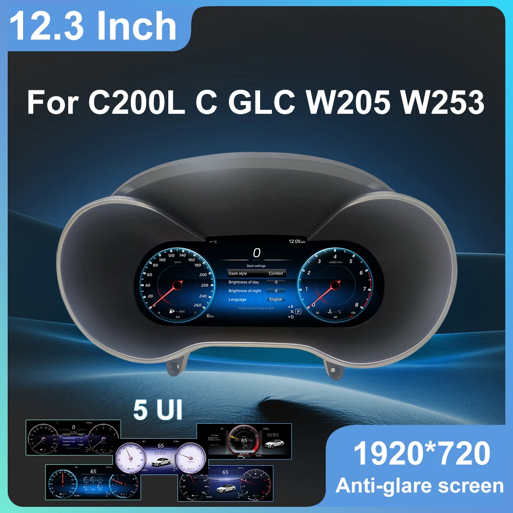 For Mercedeors Benz C63 C200 C/GLC W205/W253 Cluster 5UI Dashboard Speedometer LCD instrument panel digital instrument 12.3" 
For Mercedeors Benz C63 C200 C/GLC W205/W253 Cluster 5UI Dashboard Speedometer LCD instrument panel digital instrument 12.3"