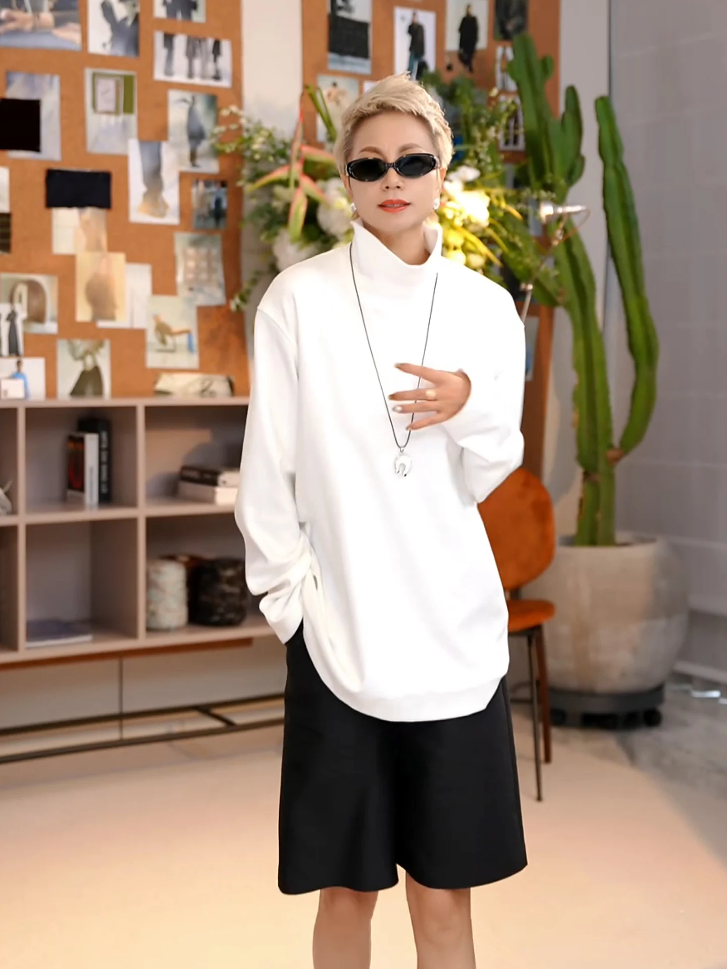 Loose Casual High Collar Long Sve Women's Base irt Versatile Comfortable Breathable Cotton Blend Spring Faion Top
Loose Casual High Collar Long Sve Women's Base irt Versatile Comfortable Breathable Cotton Blend Spring Faion Top