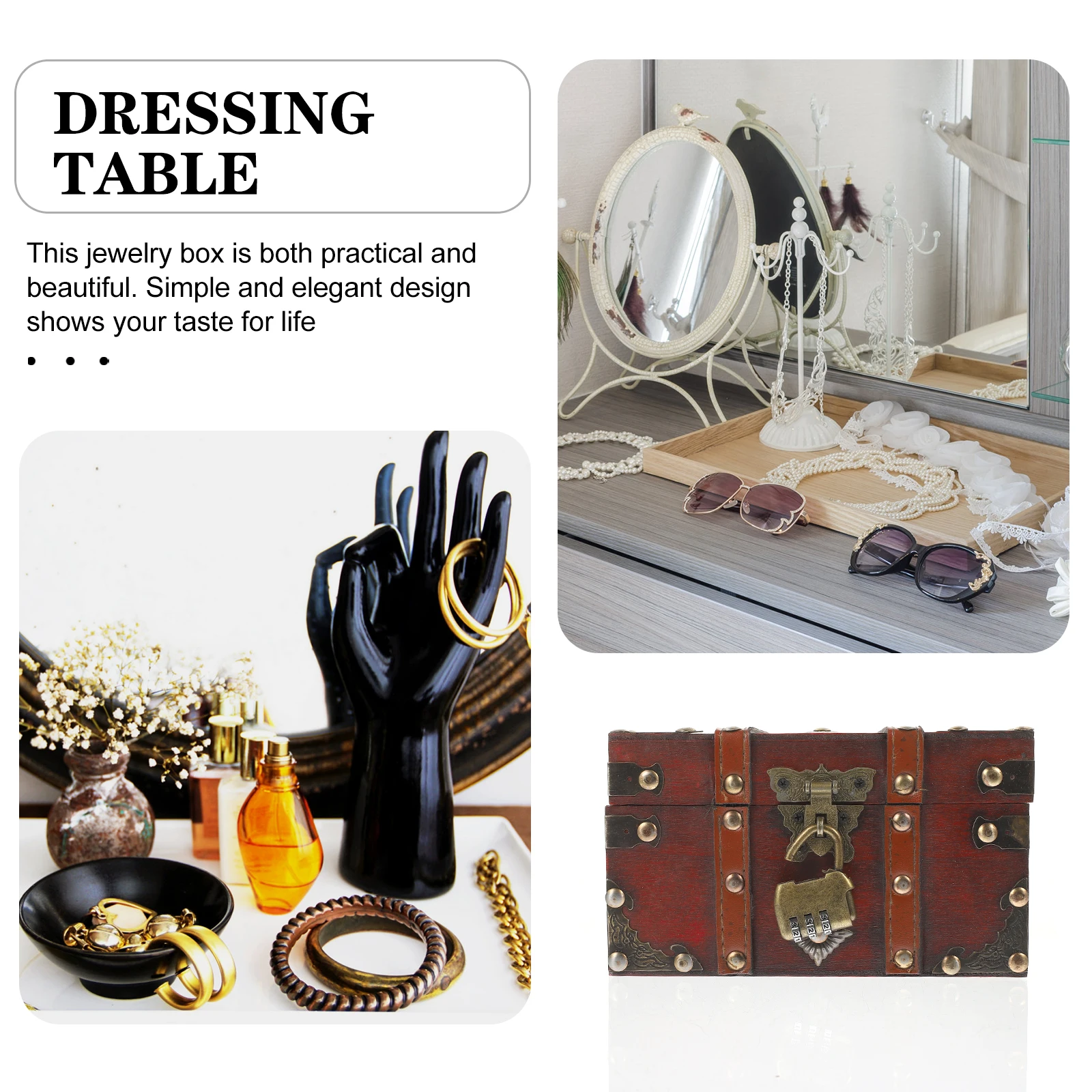 Large Capacity Vintage Jewelry Box Retro Style Decorative Treasure Box Jewelry Organizer Storage Case for Home Travel
Large Capacity Vintage Jewelry Box Retro Style Decorative Treasure Box Jewelry Organizer Storage Case for Home Travel