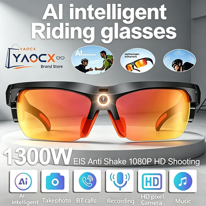 New 13MP HD Camera Smart Cycling Glasses AI Voice Assistant AI Translation Anti-shake 1080P HD Shooting BT Call Cycling Glasses
New 13MP HD Camera Smart Cycling Glasses AI Voice Assistant AI Translation Anti-shake 1080P HD Shooting BT Call Cycling Glasses