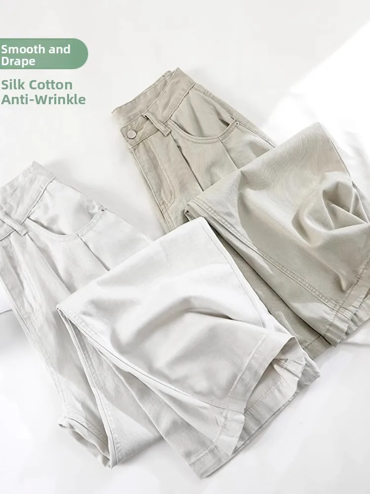 Lacele Lyocell Cotton Wide Leg Jeans Women Summer Thin High Waist Slimming Drape Loose Straight Floor-Length Pants
Lacele Lyocell Cotton Wide Leg Jeans Women Summer Thin High Waist Slimming Drape Loose Straight Floor-Length Pants