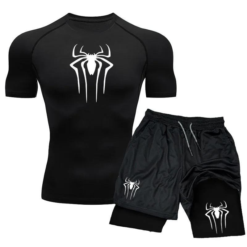 New Compression Set Spider Print Sportwear for Men Quick Dry GYM Shorts+Shirt 2PCS Quick Dry Short Sleeve Trainning Sport Suit
New Compression Set Spider Print Sportwear for Men Quick Dry GYM Shorts+Shirt 2PCS Quick Dry Short Sleeve Trainning Sport Suit