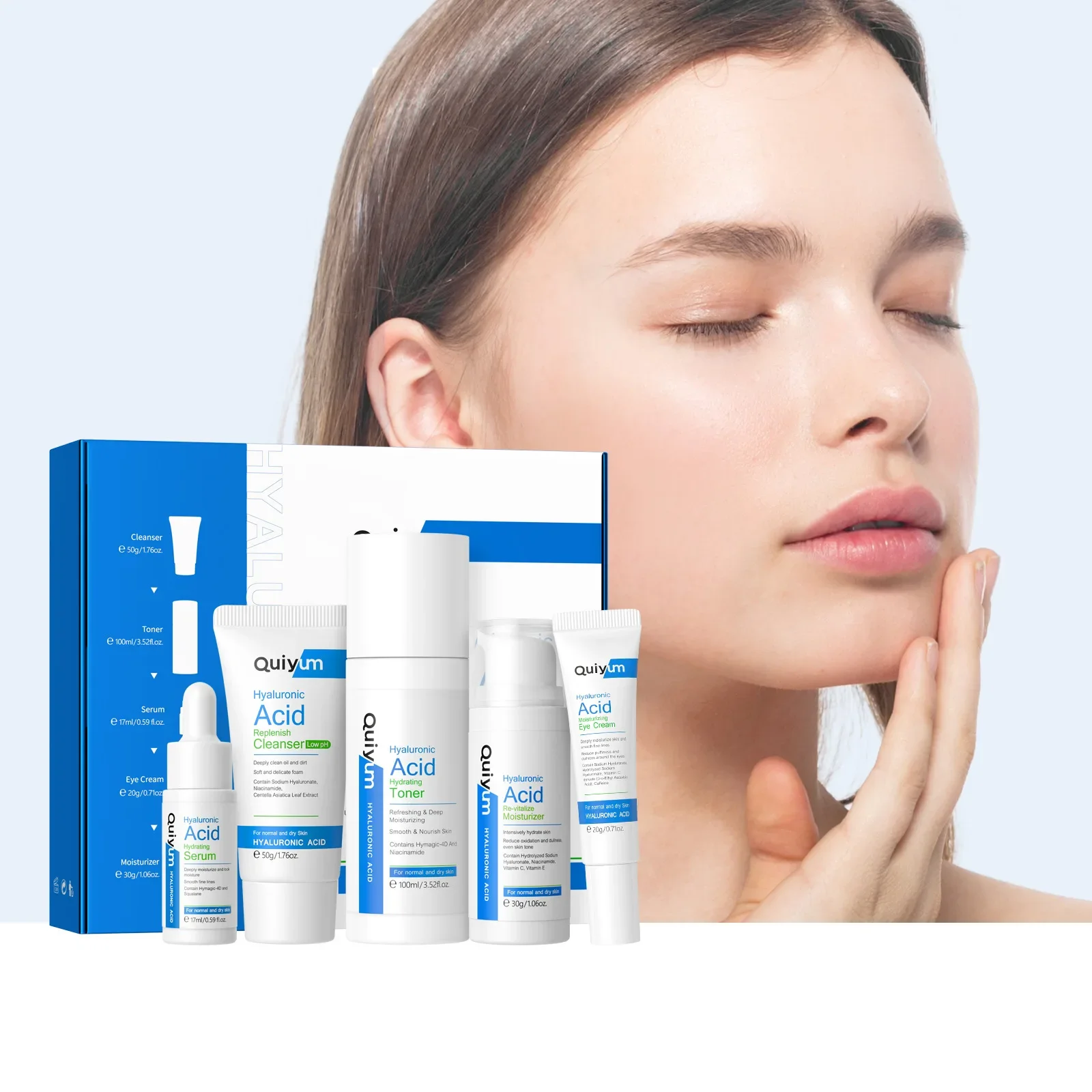 5pcs/Set Hyaluronic acid Skin Care Set Facial Cleanser Face Toner Essence Moisturizing Face Serum Hydration Eye Cream Skin Care
5pcs/Set Hyaluronic acid Skin Care Set Facial Cleanser Face Toner Essence Moisturizing Face Serum Hydration Eye Cream Skin Care