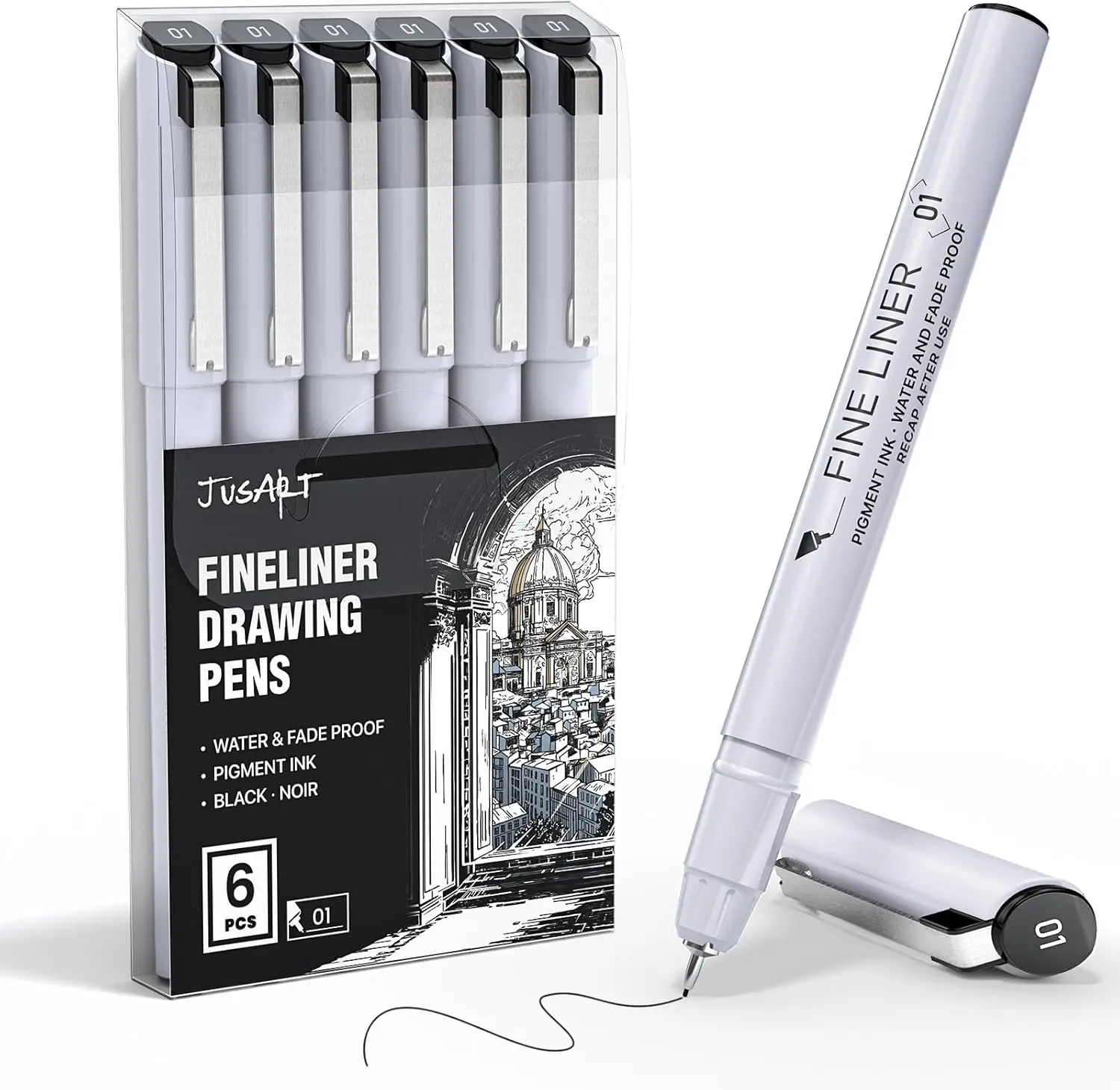 Ultra Fine Point Pens 0.25mm, 6 Pack, Black Ink, No Bleed, Waterproof for Drawing & Journaling
Ultra Fine Point Pens 0.25mm, 6 Pack, Black Ink, No Bleed, Waterproof for Drawing & Journaling