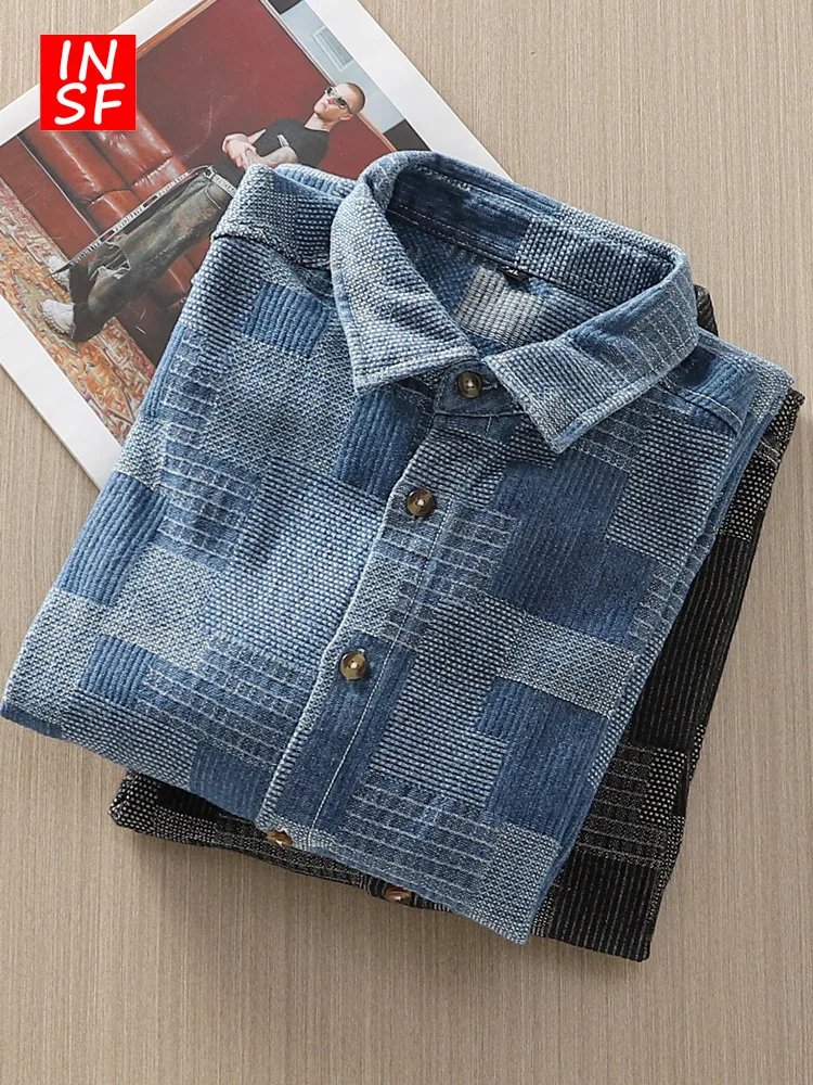 American Retro Denim irt Men's Spring Autumn Long Sve Plaid Weaving Loose Casual irt Trendy Outerwear Breathable Polye...
American Retro Denim irt Men's Spring Autumn Long Sve Plaid Weaving Loose Casual irt Trendy Outerwear Breathable Polye...