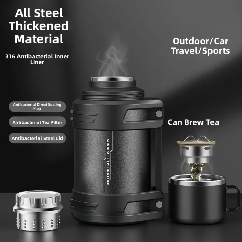 Large Capacity Stainless Steel 316 Insulated Tea Pot Black Men's Travel Carried Durable Water Bottle Outdoor Camping Mug
Large Capacity Stainless Steel 316 Insulated Tea Pot Black Men's Travel Carried Durable Water Bottle Outdoor Camping Mug