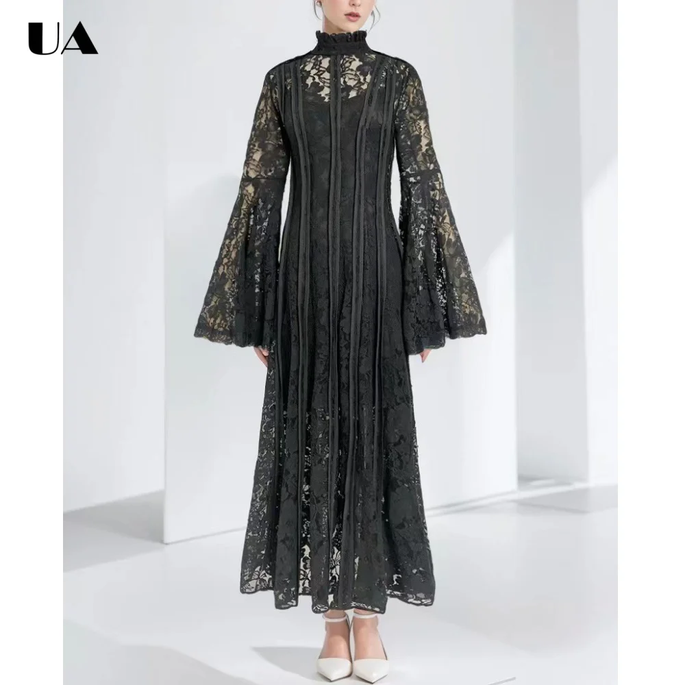Vintage Lace Turtleneck Hollow Out Prom Dresses for Women Elegant Flare Sleeve Long Dress Fashionable Waist-cinching Party Dress
Vintage Lace Turtleneck Hollow Out Prom Dresses for Women Elegant Flare Sleeve Long Dress Fashionable Waist-cinching Party Dress
