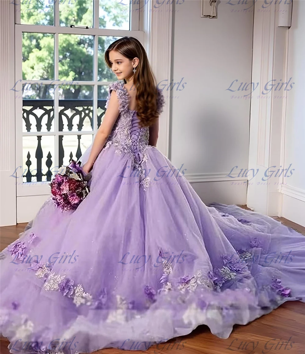Luxurious Flower Girl Dress Lace Applique for Wedding 3D Flower First Communion Dress Off Shoulder Girls Ball Gowns with Train
Luxurious Flower Girl Dress Lace Applique for Wedding 3D Flower First Communion Dress Off Shoulder Girls Ball Gowns with Train