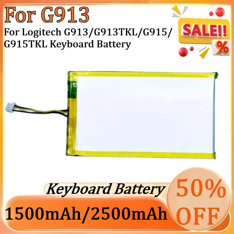 New 3.7V 1500mAh Polymer Lithium High Quality Battery for Logitech G913/G913TKL/G915/G915TKL Keyboard Battery
New 3.7V 1500mAh Polymer Lithium High Quality Battery for Logitech G913/G913TKL/G915/G915TKL Keyboard Battery