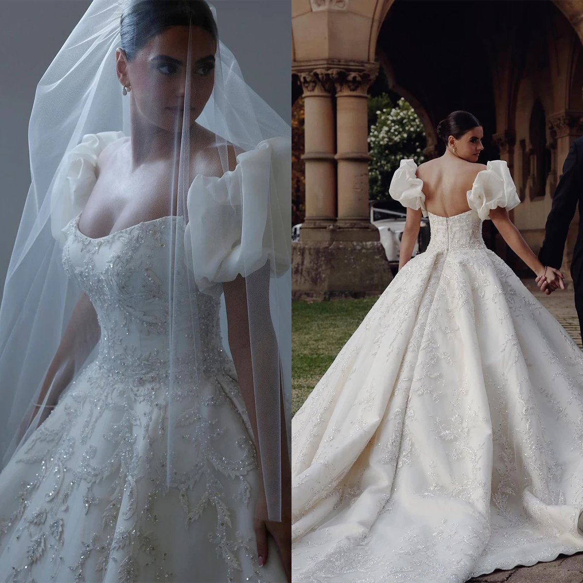 Glamorous Sequins Lace Shiny Wedding Dresses Appliques Off Shoulder Bridal Gowns Custom Made Vestidos De Novia
Glamorous Sequins Lace Shiny Wedding Dresses Appliques Off Shoulder Bridal Gowns Custom Made Vestidos De Novia