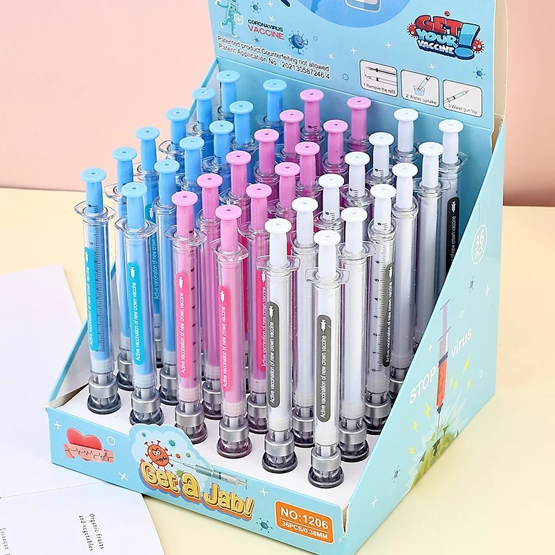 36pcs/lot Creative Syringe Shape Gel Pen Cute 0.5mm Neutral Pen School writing Supplies Promotional Gift
36pcs/lot Creative Syringe Shape Gel Pen Cute 0.5mm Neutral Pen School writing Supplies Promotional Gift